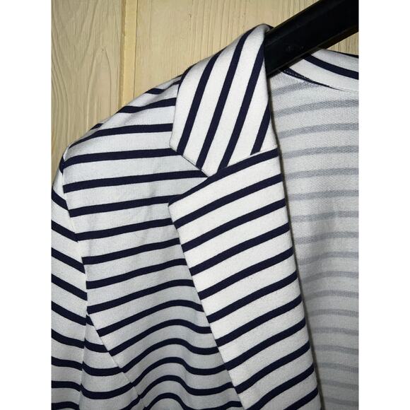 Denim & Co. Blazer Jacket Womens X-Large Navy Stripe French Terry Nautical QVC - Picture 4 of 9